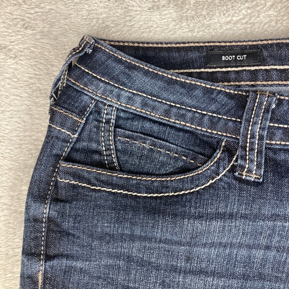 ana A New Approach Jeans Womens Size 10 Bootcut Dark Wash Flap Pockets Stretch - Picture 3 of 16